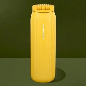 Starbucks Spring 2025 Ribbed Yellow. Pleated Tumbler 16oz. New